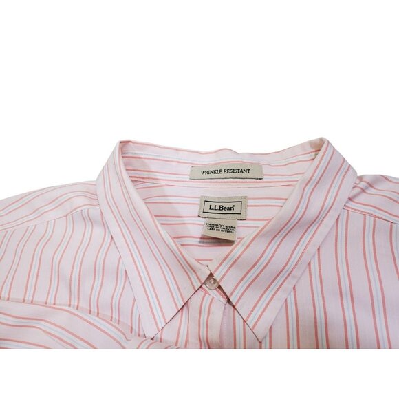 LL Bean Women's 2X Striped Pink Cotton Long Sleeve Button Down Shirt - Picture 2 of 7